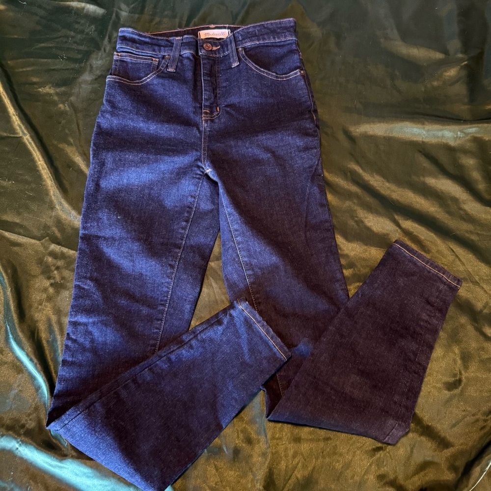 Madewell Curvy High Rise Skinny Dark Blue Jeans